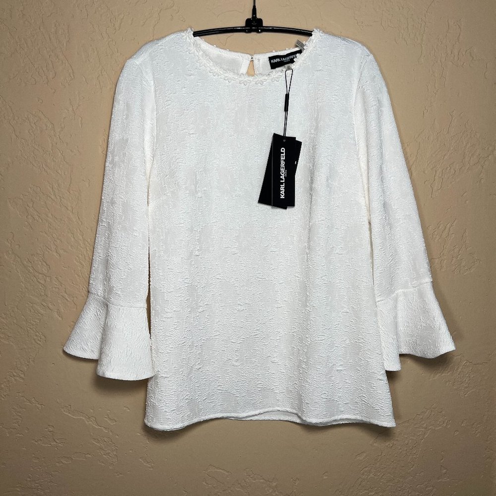 ❣️ NWT ❣️Karl Lagerfeld Paris White Blouse Size XS - Picture 2 of 7